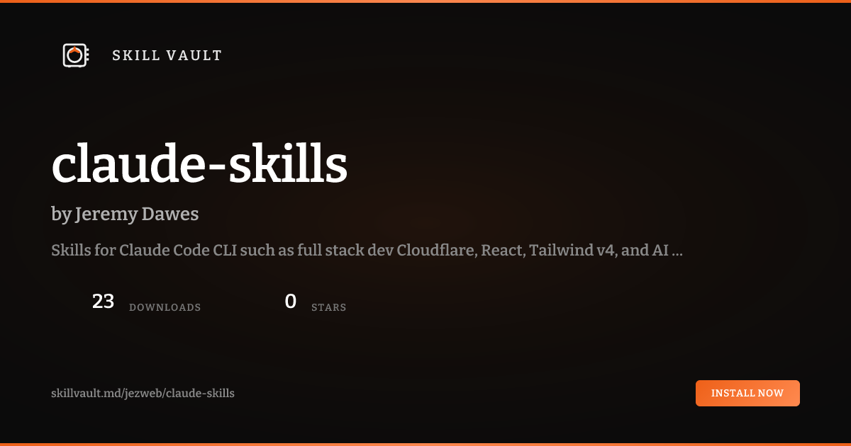 claude-skills by jezweb — Skill Vault